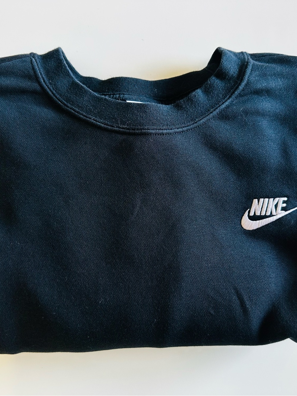 Nike Black Cropped Short-Sleeve Sweatshirt with White Swoosh - Picture 8 of 9